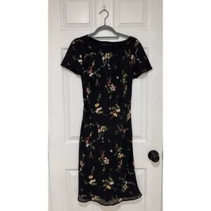 Women's Black Floral Bhs Dress 12 Mid Length